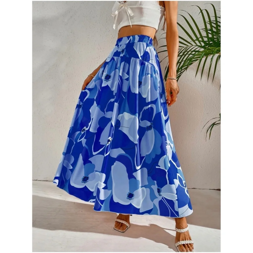 Bohemian Floral Tropical Print Maxi Skirt - Picture 6 of 10
